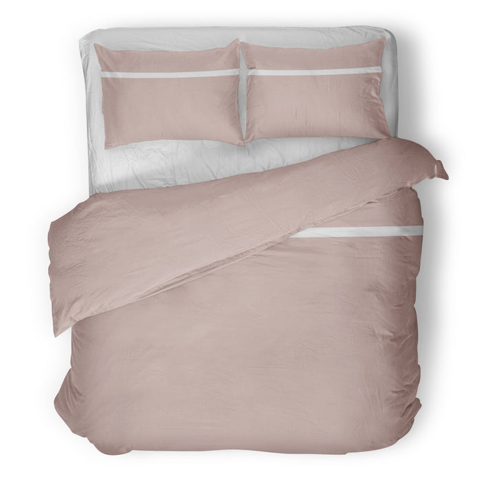 Dekbedovertrek - Nomo - Pipa satijn - Blush/White