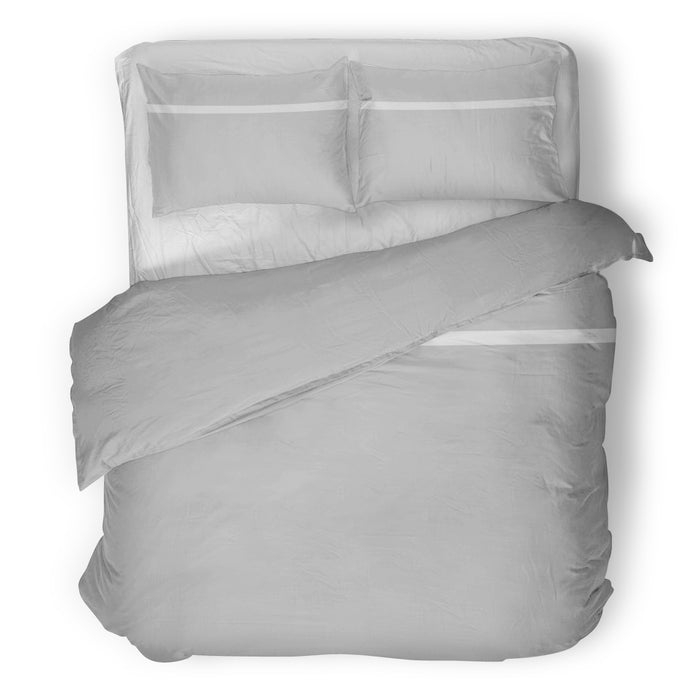 Dekbedovertrek - Nomo - Pipa satijn - Silver/White