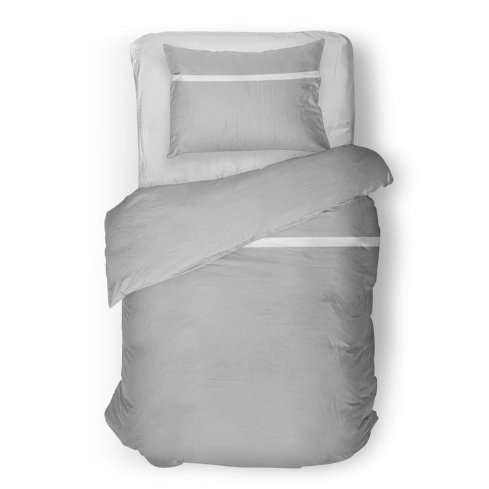 Dekbedovertrek - Nomo - Pipa satijn - Silver/White