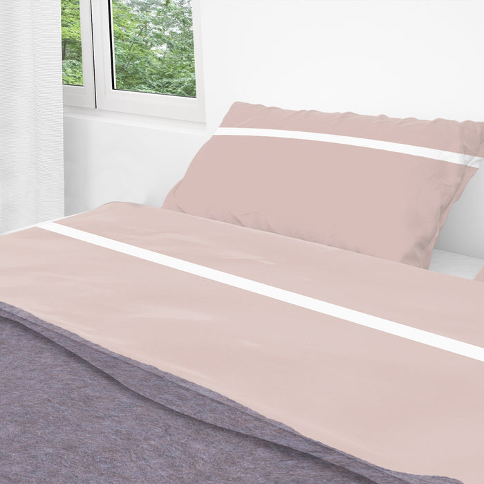 Bovenlaken - Nomo - Pipa satijn - Blush/White