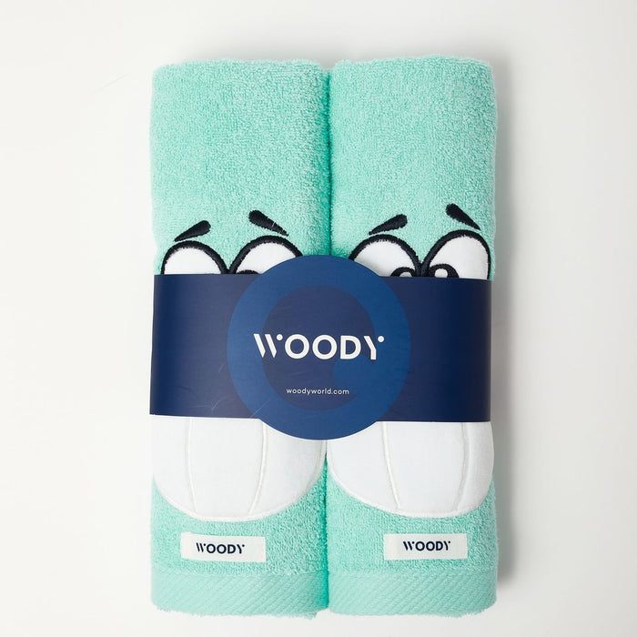 Handdoek - Woody - Walvis - Turquoise