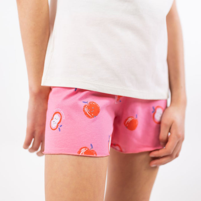 Pyjama - Meisjes - Sanetta - Appels - Wit
